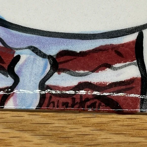 Carol Keiser 6" Hand Painted Nude Woman Sitting Ceramic Tile Oak Framed Trivet - Picture 5 of 6